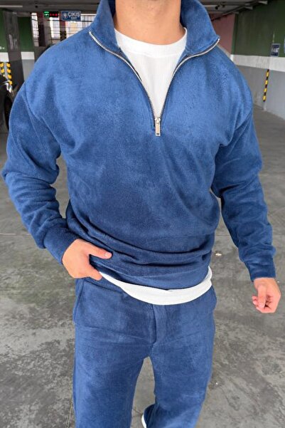 mass plus Unisex Slimfit Half Zipper Mock Neck Fleece Sweatshirt