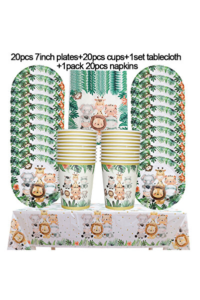 Choice طقم أدوات مائدة لحفلات أعياد الميلاد بطابع الغابة، مناسب لـ ٢٠ ضيفًا، ...