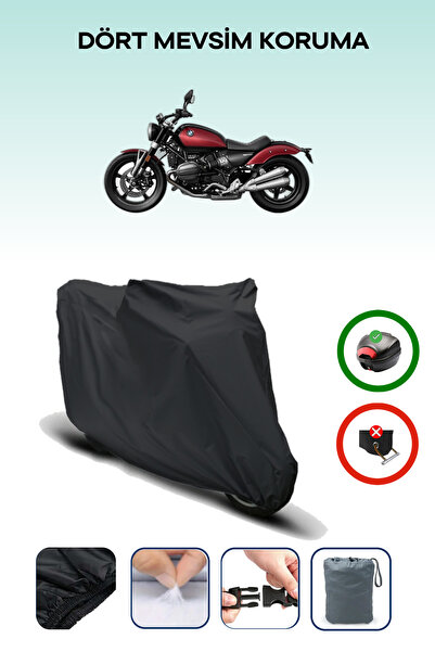 Breen Black Rear Bag Compatible Bmw R 12 Compatible Motorcycle Tarpaulin Moto...