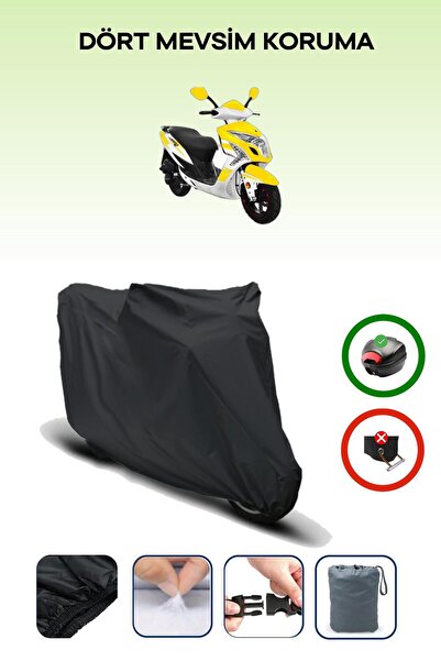 Breen Black Rear Bag Compatible Yuki Yb 150 Jumbo Compatible Motorcycle Tarpa...