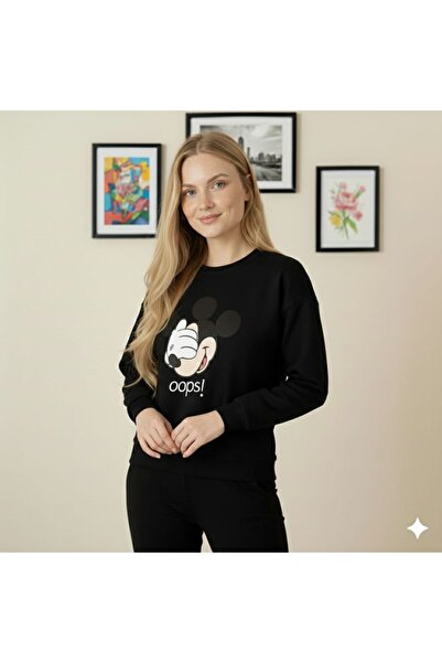 BW Bravely Wear ميكي أوبس! مطبوع سترة للجنسين برقبة دائرية