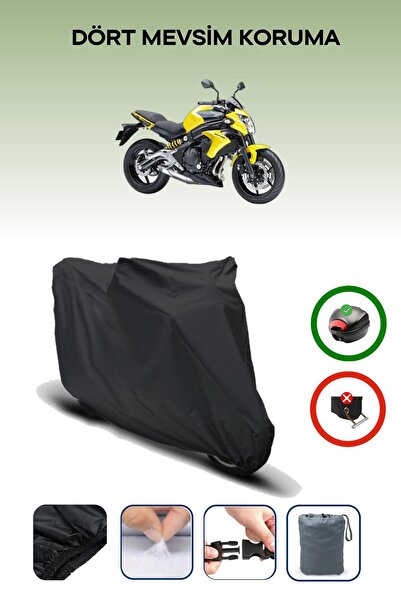 Breen Black Rear Bag Compatible Kawasaki Er-6 N Compatible Motorcycle Canvas Motor Cover