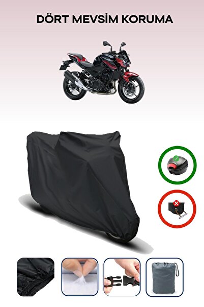 Breen Black Rear Bag Compatible Kawasaki Z 400 Compatible Motorcycle Canvas M...
