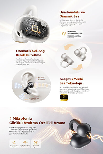QCY C50 Crossky Küpe Kulaklık 6.0 Çift Cihaz Çift Mıknatıs 35 Saat Dinleme 4 Mic. Gürültü Engelleme