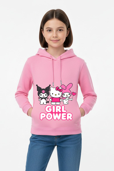 Vaxy Style Kız Çocuk Kuromi Hello Kitty Karakterli Girl Power Baskılı Kalın P...