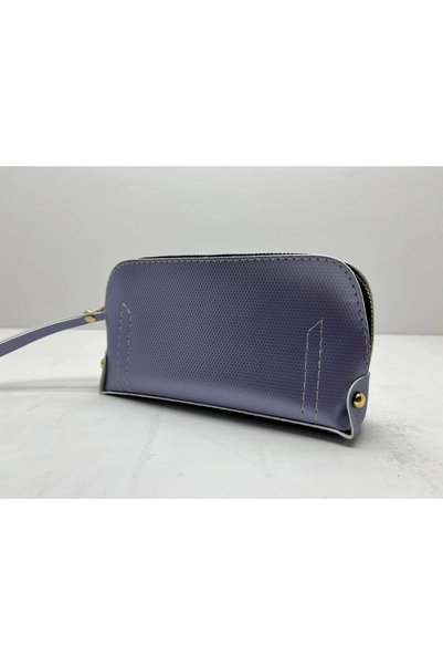 MeGass Dekor Leather Fabric Purple Color 17X10 cm Jewelry-Makeup Zipper Bag