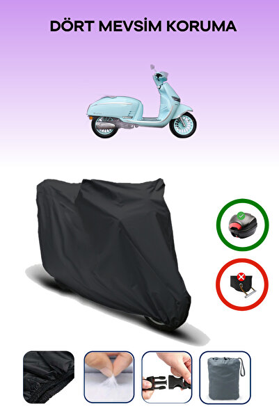 Breen Black Rear Bag Compatible Yuki Mojito 50 Compatible Motorcycle Tarpauli...