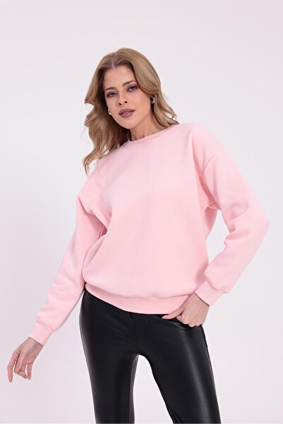 yakamor سترة نسائية مبطن بالصوف قصة فضفاضة برقبة دائرية