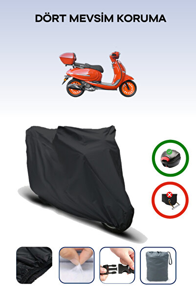 Breen Black Rear Bag Compatible Yuki Bellini 125 Compatible Motorcycle Tarpau...