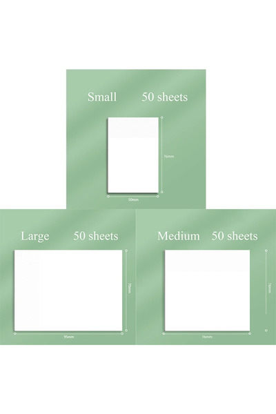 Choice1 دفاتر ملاحظات لاصقة شفافة صغيرة ومتوسطة وكبيرة، ٥٠ ورقة، دفاتر ملاحظا...