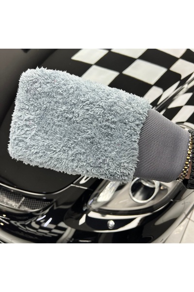 Mikrofiber Oto Yıkama Eldiveni – Çiziksiz, Profesyonel Araç Temizliği - Gri