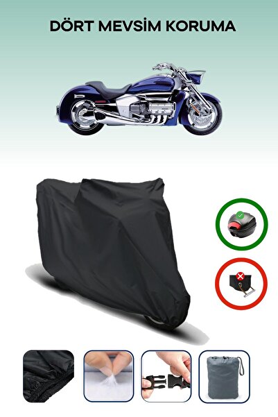 Breen حقيبة خلفية سوداء متوافقة مع غطاء محرك الدراجة النارية من نوع Honda Valkyrie Rune