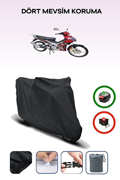 Breen Black Rear Bag Compatible Bisan Terra 125 Compatible Motorcycle Tarpaulin Motor Cover