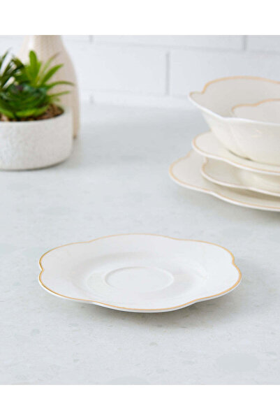 REDTAG White Round Platter With Gold Rim