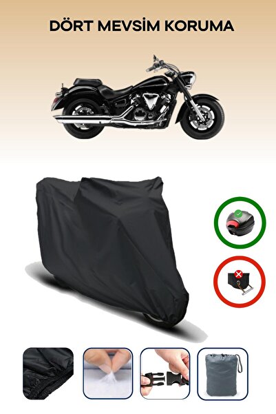 Breen Black Rear Bag Compatible Yamaha Xvs 1300 a Compatible Motorcycle Canva...