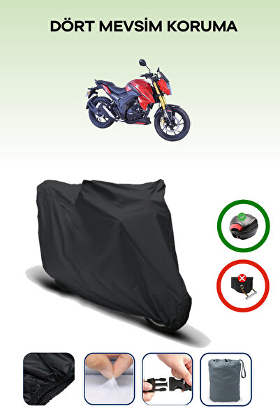 Breen Black Rear Bag Compatible Arora Ars 200 Compatible Motorcycle Tarpaulin...