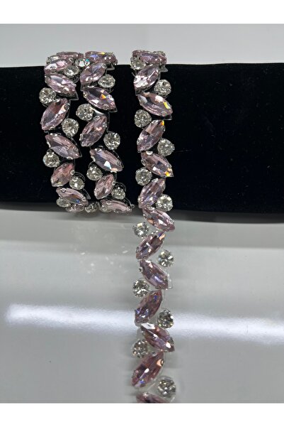 emin taş tasarım aks ütüyle yapışan mekik taşlı şerit açık pembe renk 1.5 50 cm