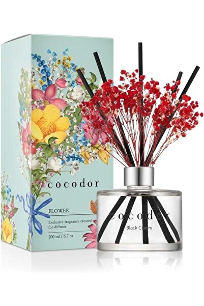 cocod'or موزع روائح من قصب الزهور الحقيقية المحفوظة من كوكودور / الكرز الأسود / 200 مل (6.7 أونصة)