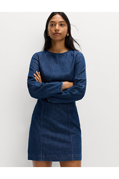 Marks & Spencer Pamuk Karışımlı Denim Mini Elbise