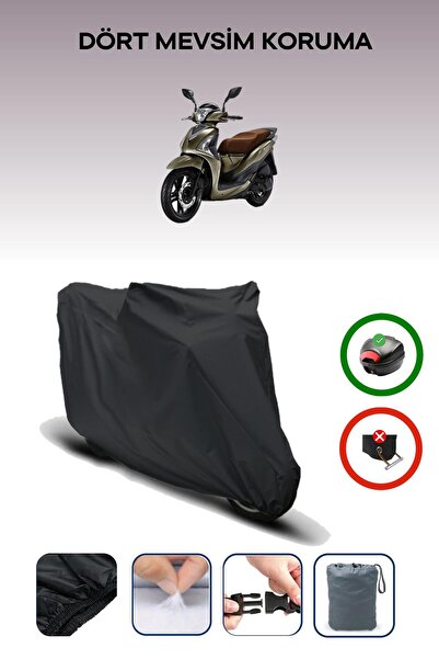 Breen Black Rear Bag Compatible Sym Symphony St 200I Abs Compatible Motorcycle Tarpaulin Engine Cover