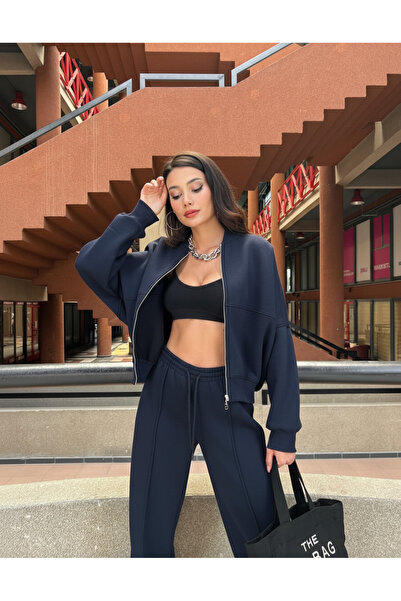 YAKAMEL Women's 3-Ply Sharded Bomber Jacket Tracksuit Set