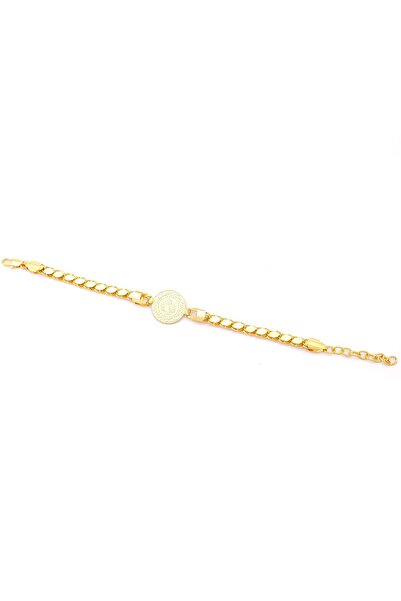 FerizZ Altın Kaplama İmitasyon Arpa Zincirli Çeyrekli Bileklik BLK-1231