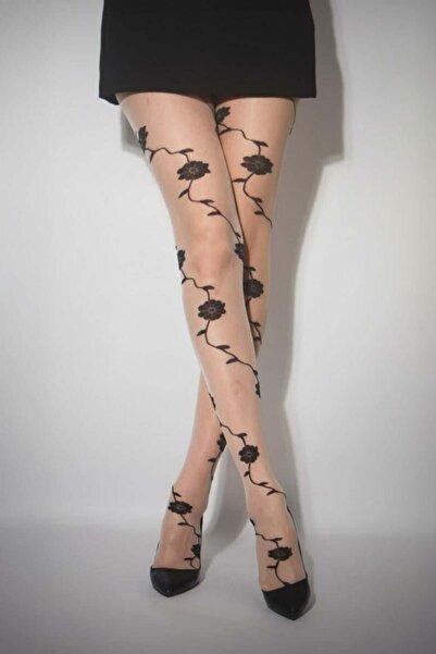 BALİNA Chiloți negri cu model floral vintage