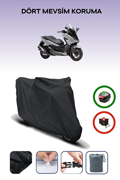 Breen Black Rear Bag Compatible Honda Forza 750 Compatible Motorcycle Tarpaul...