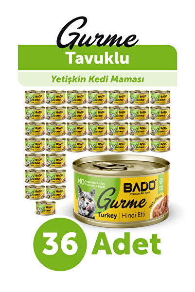 Bado GURME YAŞ YETİŞKİN KEDİ MAMASI HİNDİ ETLİ 85 GR 36 ADET
