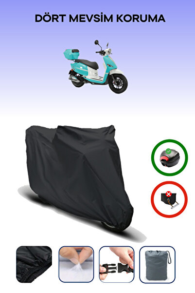 Breen Black Rear Bag Compatible Rks Neon 125 Compatible Motorcycle Tarpaulin Motor Cover