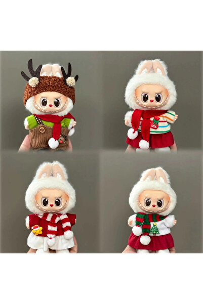 MEGAMUS Labubu Oyuncak Peluş Noel Seti, Kırmızı Giyim Noel Moda Hediyesi MM