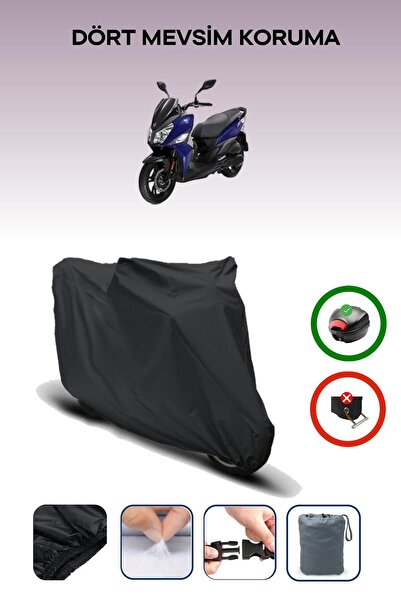Breen Black Rear Bag Compatible Sym Jet 14 200I Compatible Motorcycle Tarpaul...