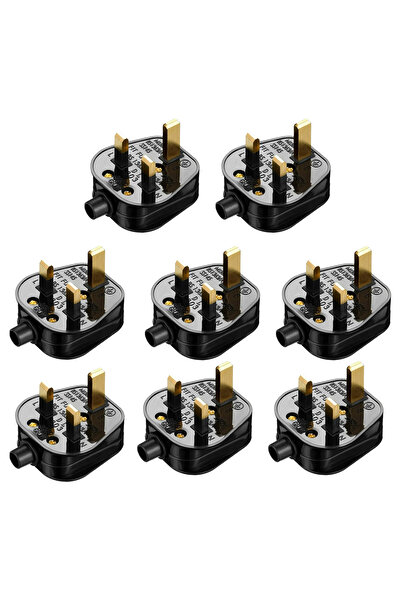 Elikliv مجموعة من 8 مقابس كهربائية بريطانية ثلاثية الأطراف 13 أمبير مزودة بفي...