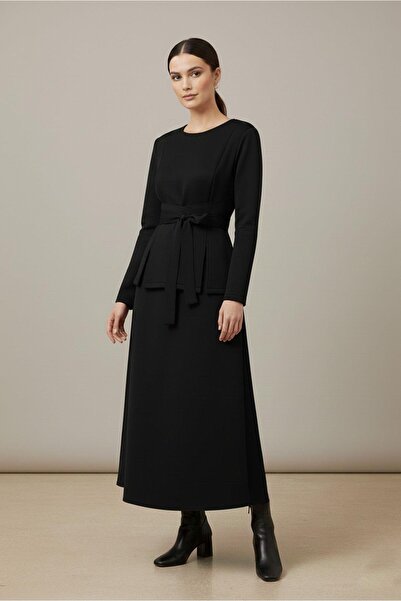 Soul Women's Belted Stylish Skirt Suit-32459Tks - Black