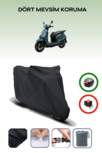 Breen Black Rear Bag Compatible Sym Fiddle Iv 125 Compatible Motorcycle Tarpa...