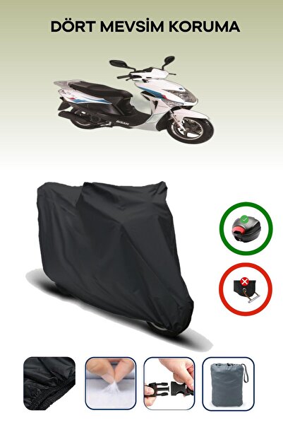 Breen Black Rear Bag Compatible Bisan Nysa 150 Compatible Motorcycle Tarpauli...