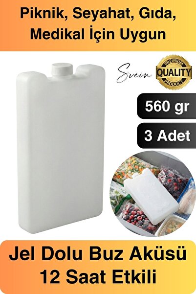 Svein 12 Saat Süreli 560 gr Jel Dolu Buz Aküsü Plastik Soğuk Zincir Gıda Yiye...