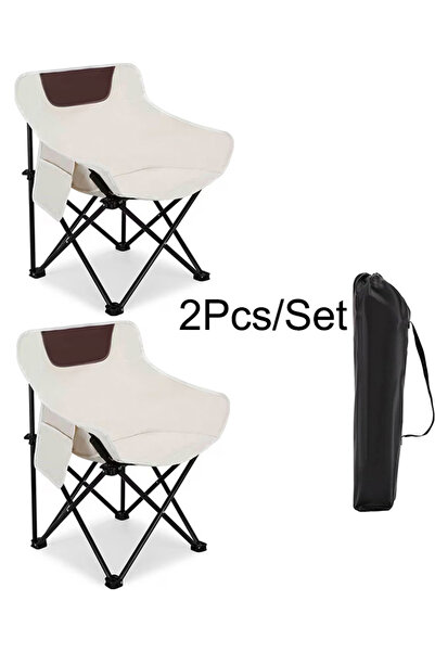 EHOME 2 PCS Camping Chair Folding Moon Chair Portable Lightweight Camping Chair with Side Pocket Chair