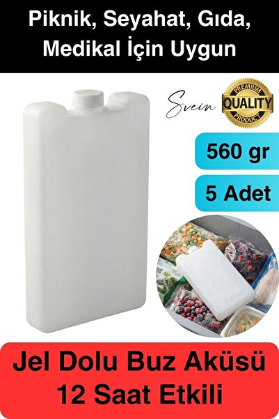Svein 12 Saat Süreli 560 gr Jel Dolu Buz Aküsü Plastik Soğuk Zincir Gıda Yiye...