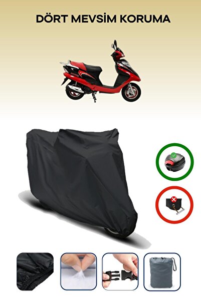 Breen حقيبة خلفية سوداء متوافقة مع غطاء محرك الدراجة النارية المتوافق مع Mondial 100 RT