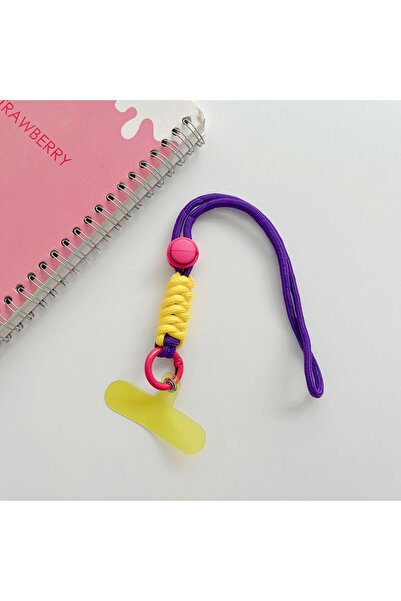 Choice3 Purple Short Wrist Woven Phone Lanyard Hand Strap Colorful Pendant Mo...