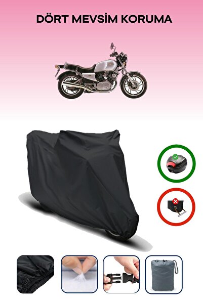 Breen Black Rear Bag Compatible Yamaha Xv1000 Compatible Motorcycle Tarpaulin...