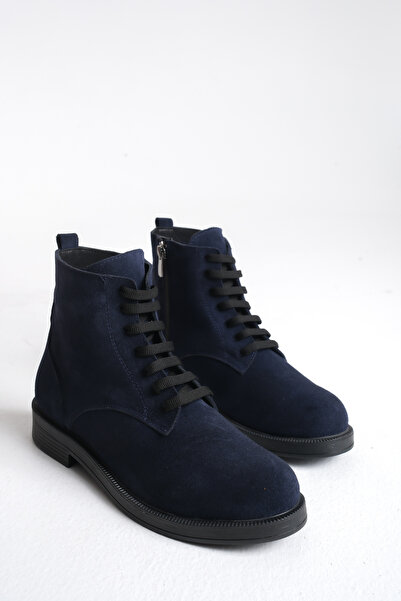 GNS Shoes Chica Genuine Leather Navy Blue Suede Women's Boots