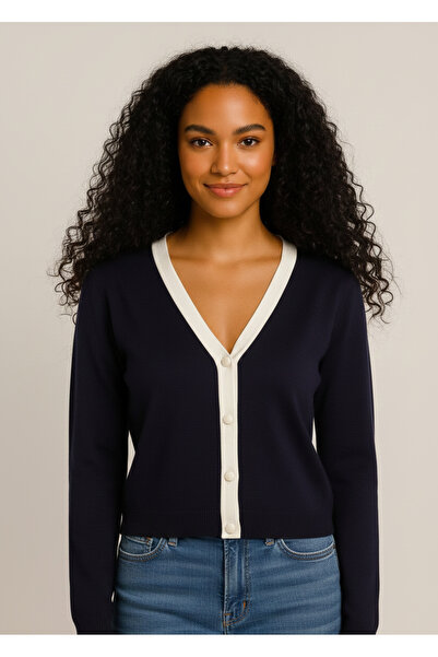 MELLY MORE White Banntli Dark Blue Cardigan