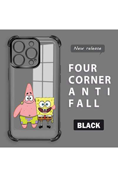 ucuc غطاء حماية شفاف من السيليكون متوافق مع آيفون 16 برو بتصميم سبونج بوب الس...