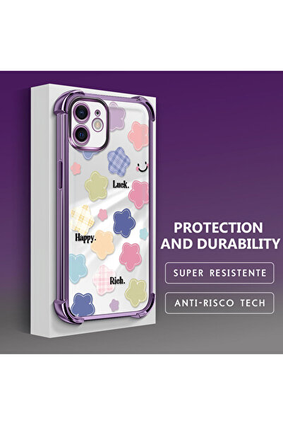 ucuc حافظة هاتف واقية من السيليكون الشفاف بنمط زهرة محظوظة متوافقة مع هاتف iP...