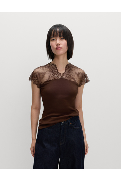 Marks & Spencer Saf Pamuklu Dantel Detaylı Üst