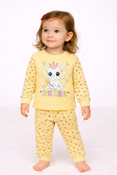 Kız Bebek Filli Taçlı 1-2-3 Yaş Pijama Takımı