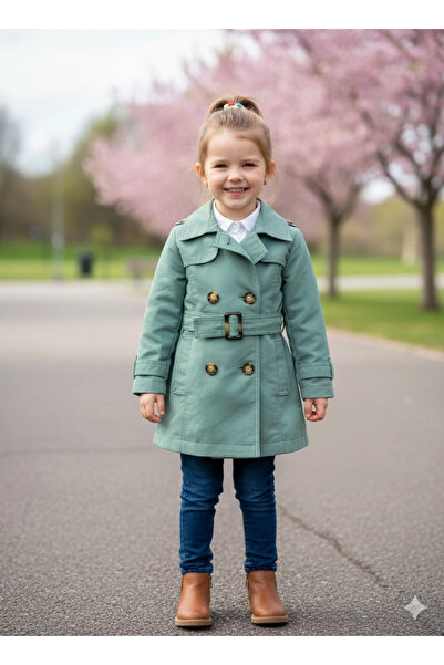 Orca Kids Fashion Unisex 2-8 Years Trench Coat Green Premium
