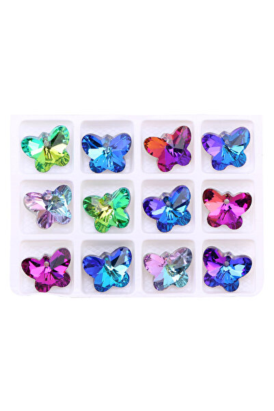 Choice6 Butterfly-Mixed Multicolor Heart Pendant Glass Butterfly Beads Crysta...